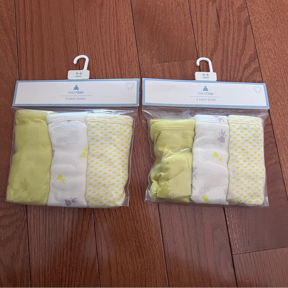 NWT 2 pack Baby Gap Girls Underwear Set of 3 Bikini Briefs 100% Cotton 4-5 years